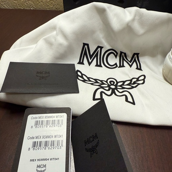 MCM White Leather Sneakers with Logo Pattern - Picture 4 of 13